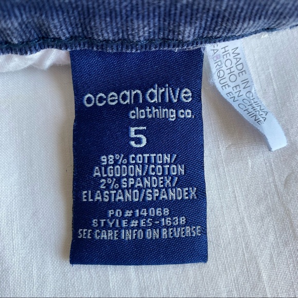Ocean Drive Anchor Print Distressed Denim Shorts - Picture 11 of 14